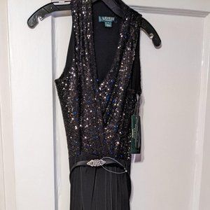 Ralph Lauren Black Sequin Evening Dress
